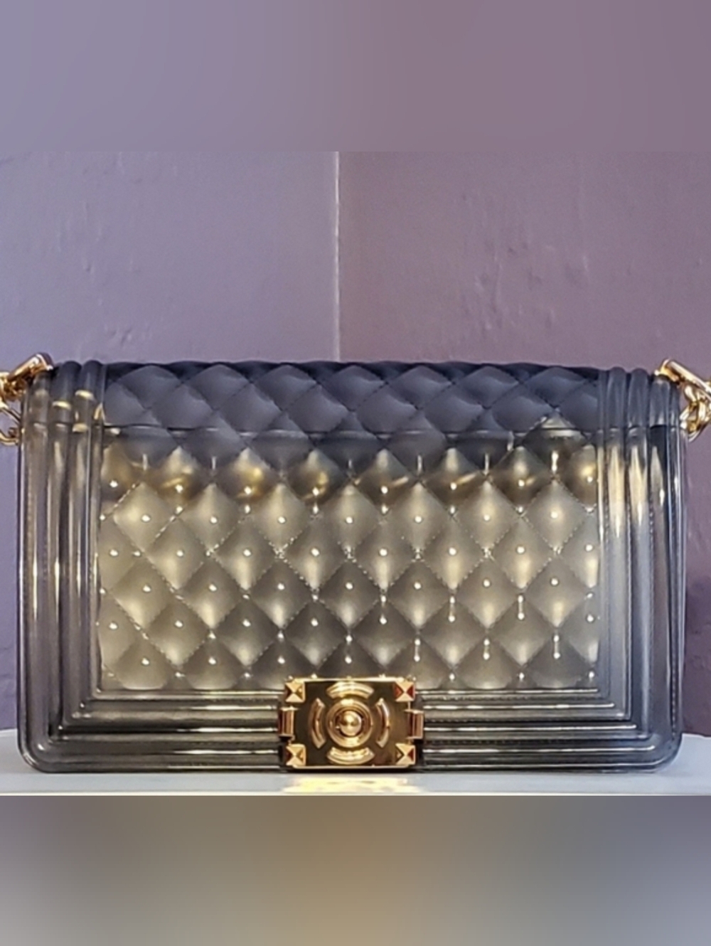 Elegant Quilted Gray and Gold Jelly Bag